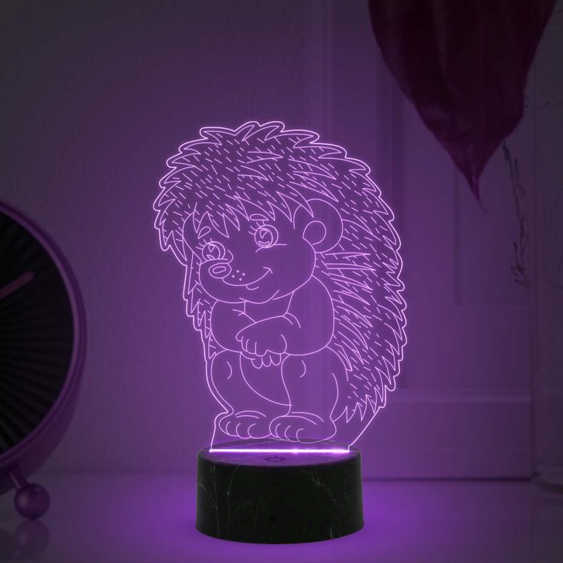 3D Illusion Baby Echidna Porcupines Night Lamp with Automatic Color Changing Light Birthday Gifts for Kids